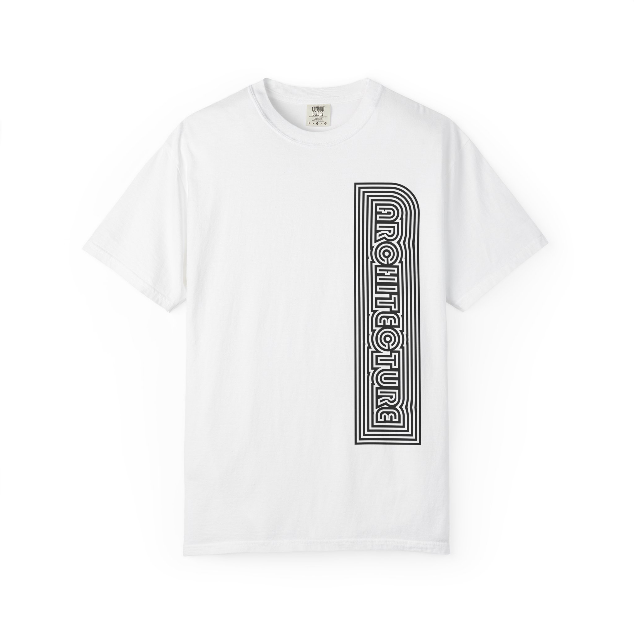 Architecture Stripe T-Shirt — Retro Geometric Text Tee - Image 2