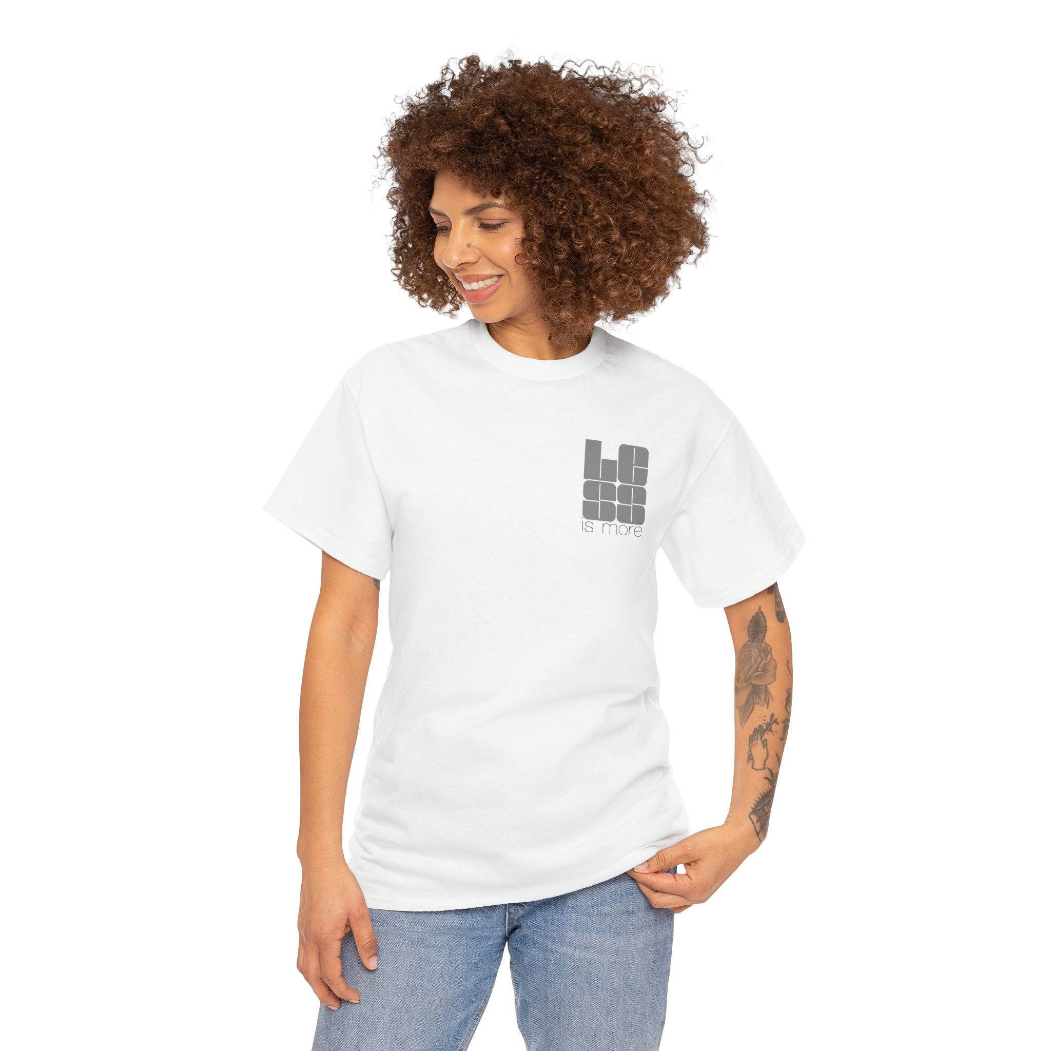 T-Shirt — "Less Is More" Minimalist Typography Tee