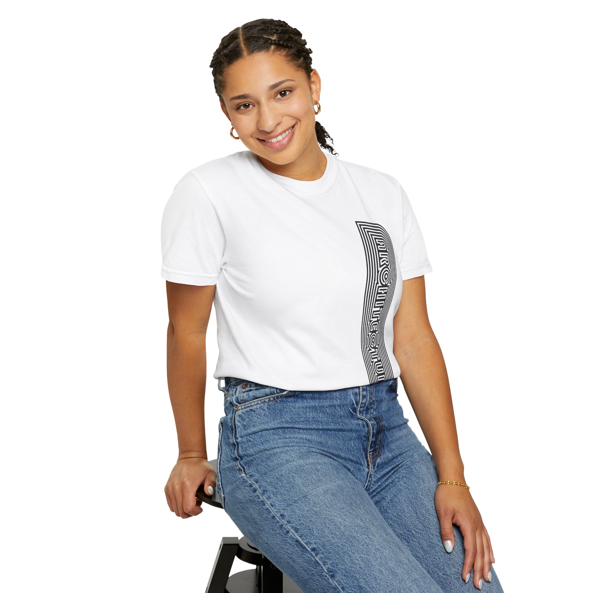 Architecture Stripe T-Shirt — Retro Geometric Text Tee - Image 4
