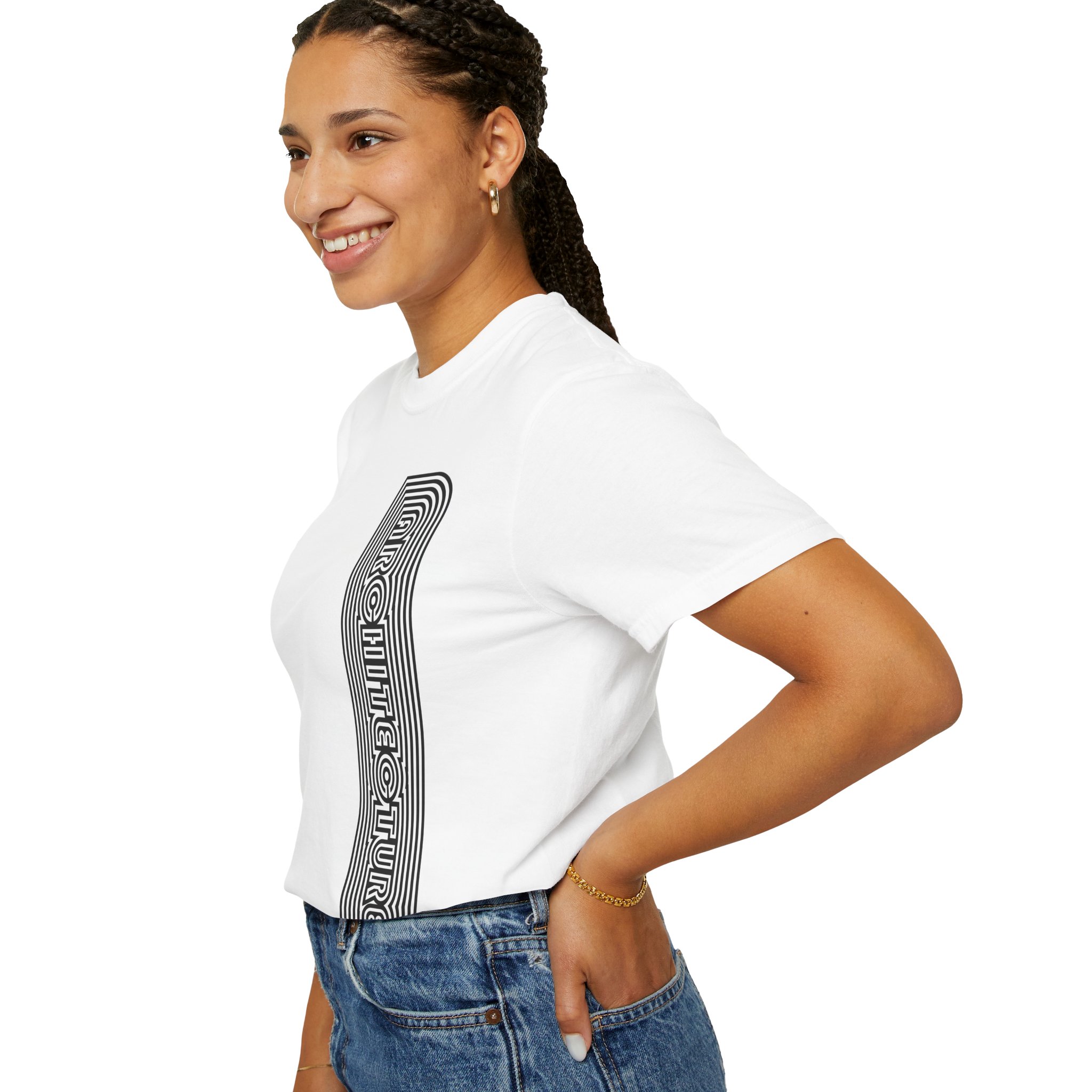 Architecture Stripe T-Shirt — Retro Geometric Text Tee - Image 3