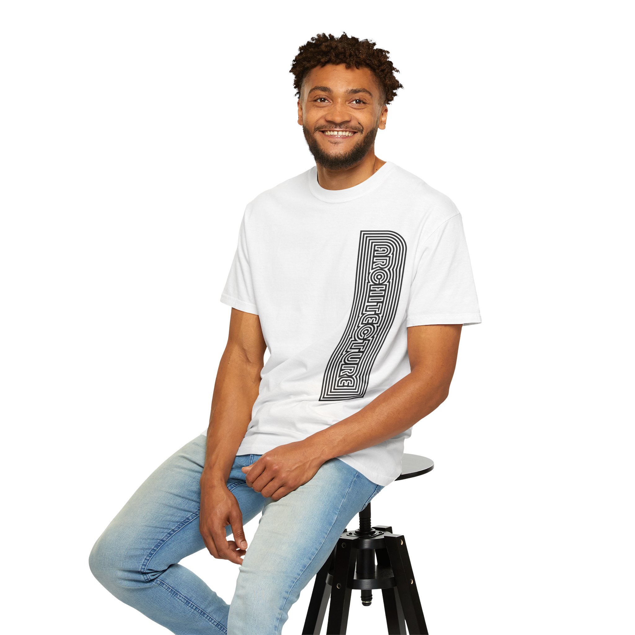 Architecture Stripe T-Shirt — Retro Geometric Text Tee - Image 6